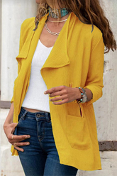 Prendas de abrigo informales de moda con cuello vuelto, bolsillos laterales y aberturas laterales